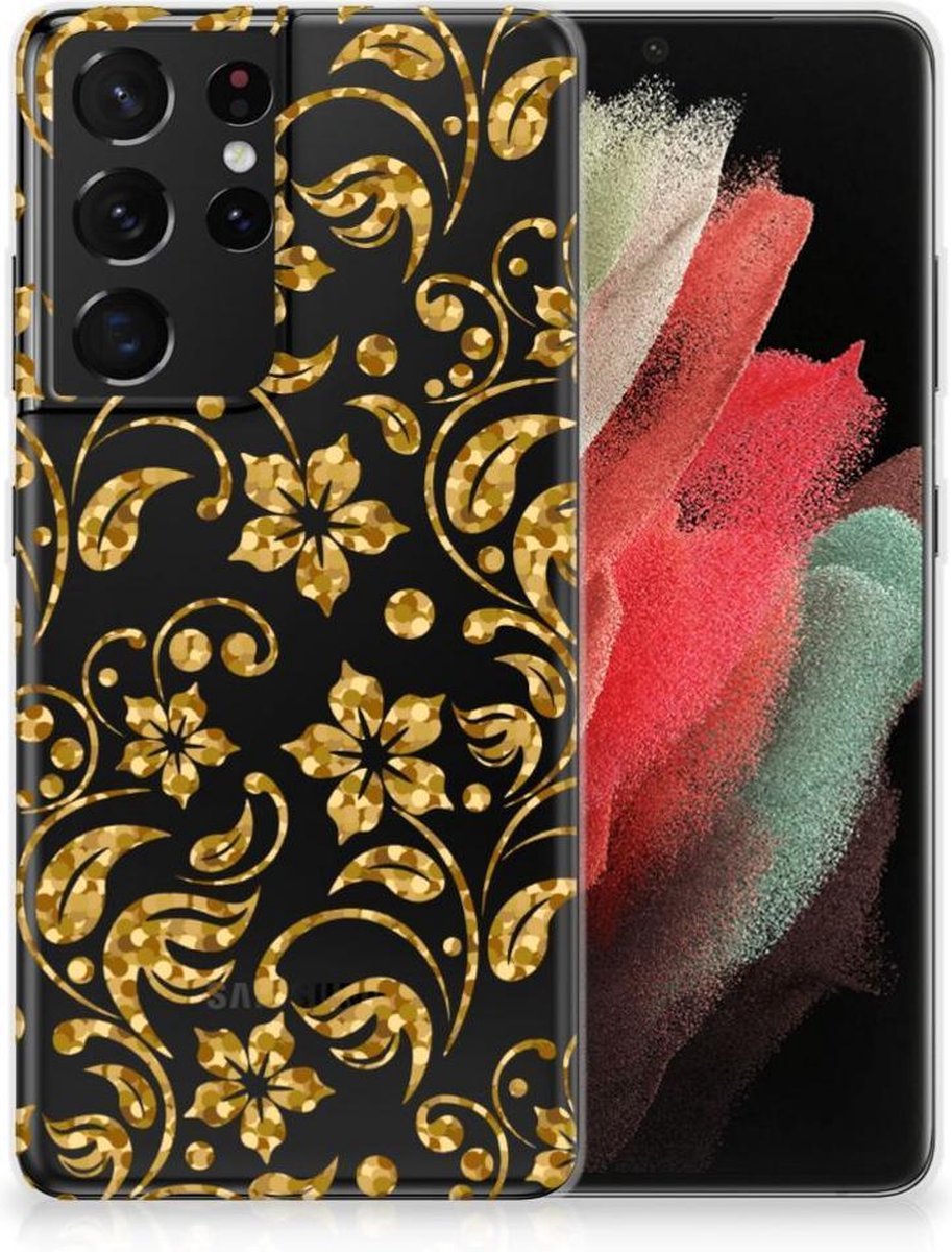Samsung Galaxy S21 Ultra TPU Case Gouden Bloemen
