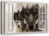 Schilderij Uitzicht op bruine wolf, 2 maten (wanddecoratie)