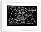 Foto in frame , Plattegrond Delhi , 120x80cm , Zwart wit , wanddecoratie