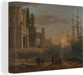 Canvas Schilderij Zeehaven - schilderij van Claude Lorrain - 120x90 cm - Wanddecoratie