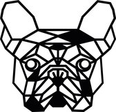 Houten Dierenkop • Houten Bulldog • Dierenkop Bulldog • Groot • Zwart MDF • Houten Dier • Wandecoratie