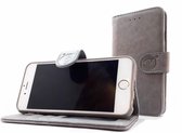 Apple iPhone 12 Pro - Vintage Grey Leren Portemonnee Hoesje - Lederen Wallet Case TPU meegekleurde binnenkant- Book Case - Flip Cover - Boek - 360º beschermend Telefoonhoesje