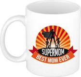 Supermom best mom ever mok wit- 300 ml - cadeau mok / beker - Moederdag / verjaardag - mama / heldin met cape