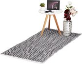 relaxdays vloerkleed - tapijt - kleed - modern - zwart wit - katoen - anti-slip 70x140cm