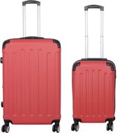Kofferset 2 delig - Reiskoffers met TSA slot en op wielen - Avalon - Rood - S + M - Travelsuitcase