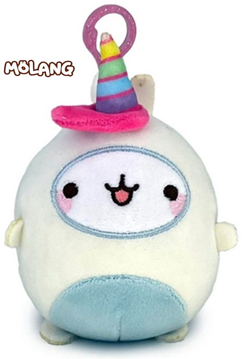 Molang Eenhoorn knuffel 12 cm - Clip On Pluche sleutelhanger - Merchandise - plushy - Kawaii - Voor rugtas