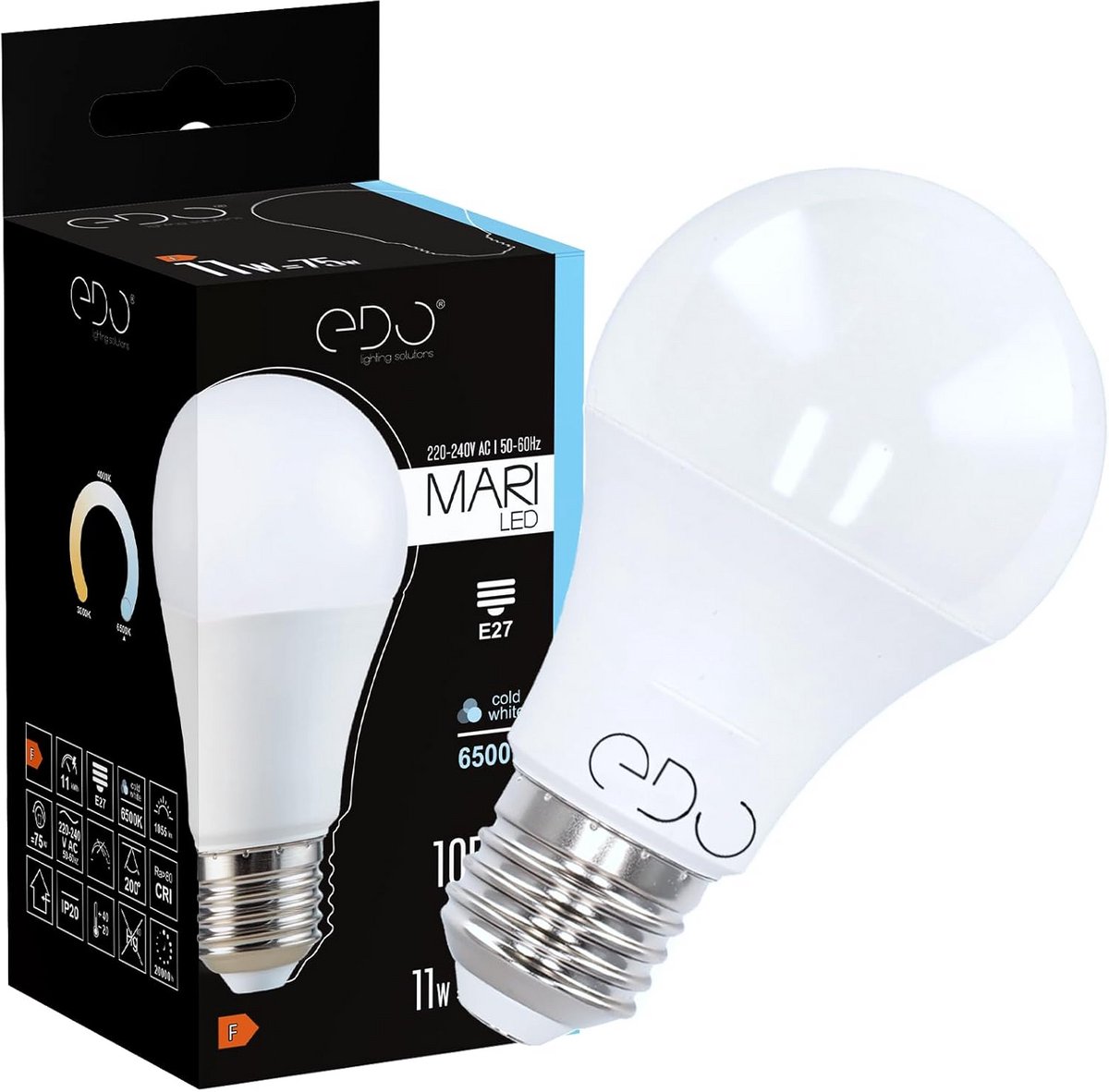 LED Gloeilamp E27 11W - 1055 Lumen - Koel Wit Licht (6500K) - Niet Dimbaar