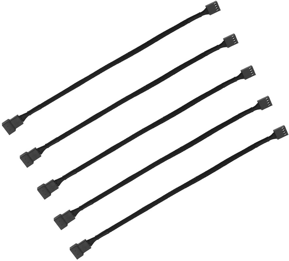 5 Stuks 4-Pin PWM PC Ventilator Verlengkabels met Temperatuurcontrole - Zwart