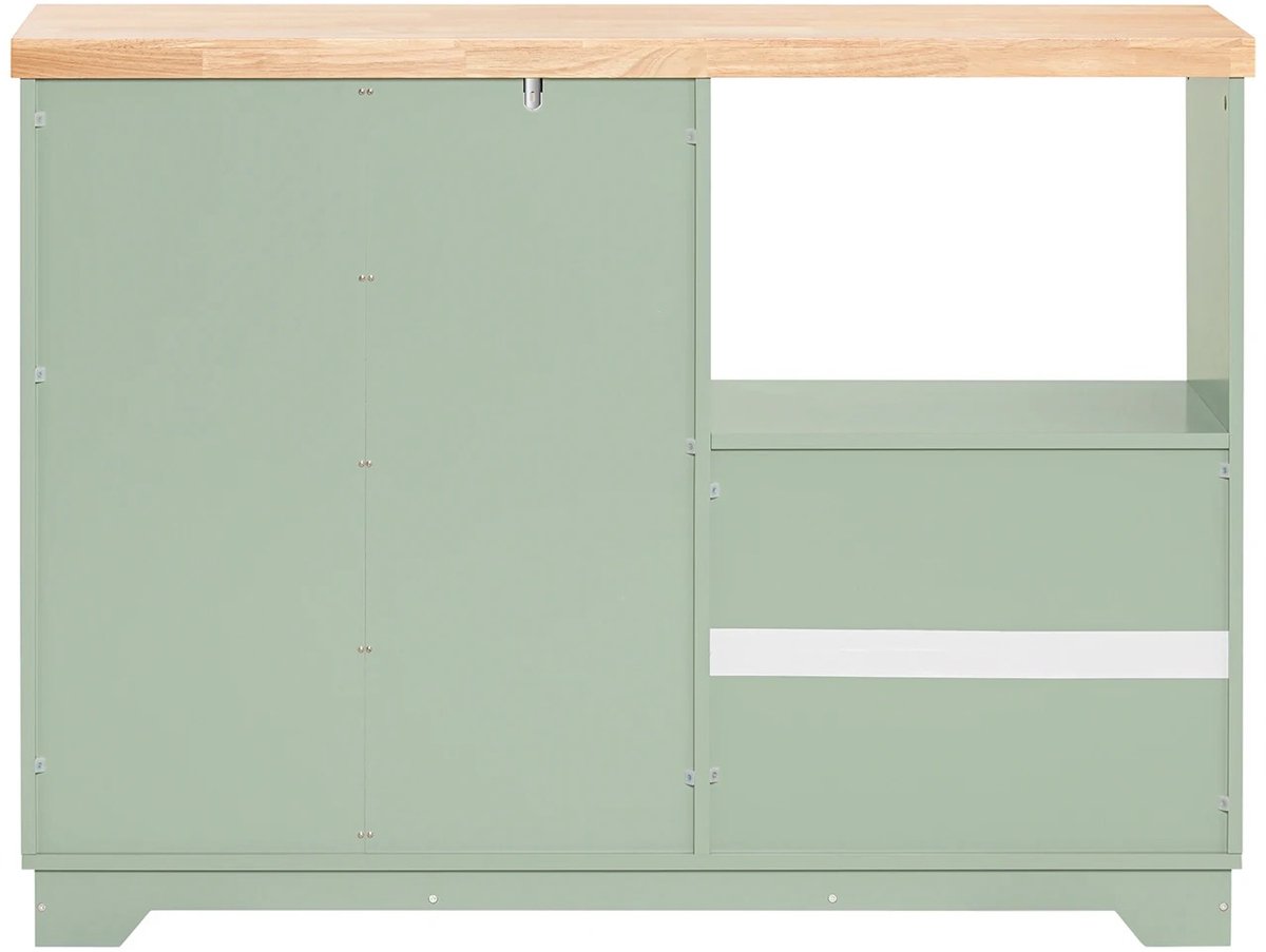 DIMICO - Buffetkast - Dressoirkasten - 120x90x40cm - Dressoir kasten met wijnrek - Kast met 2 glazen deuren - Groen - Halkastje