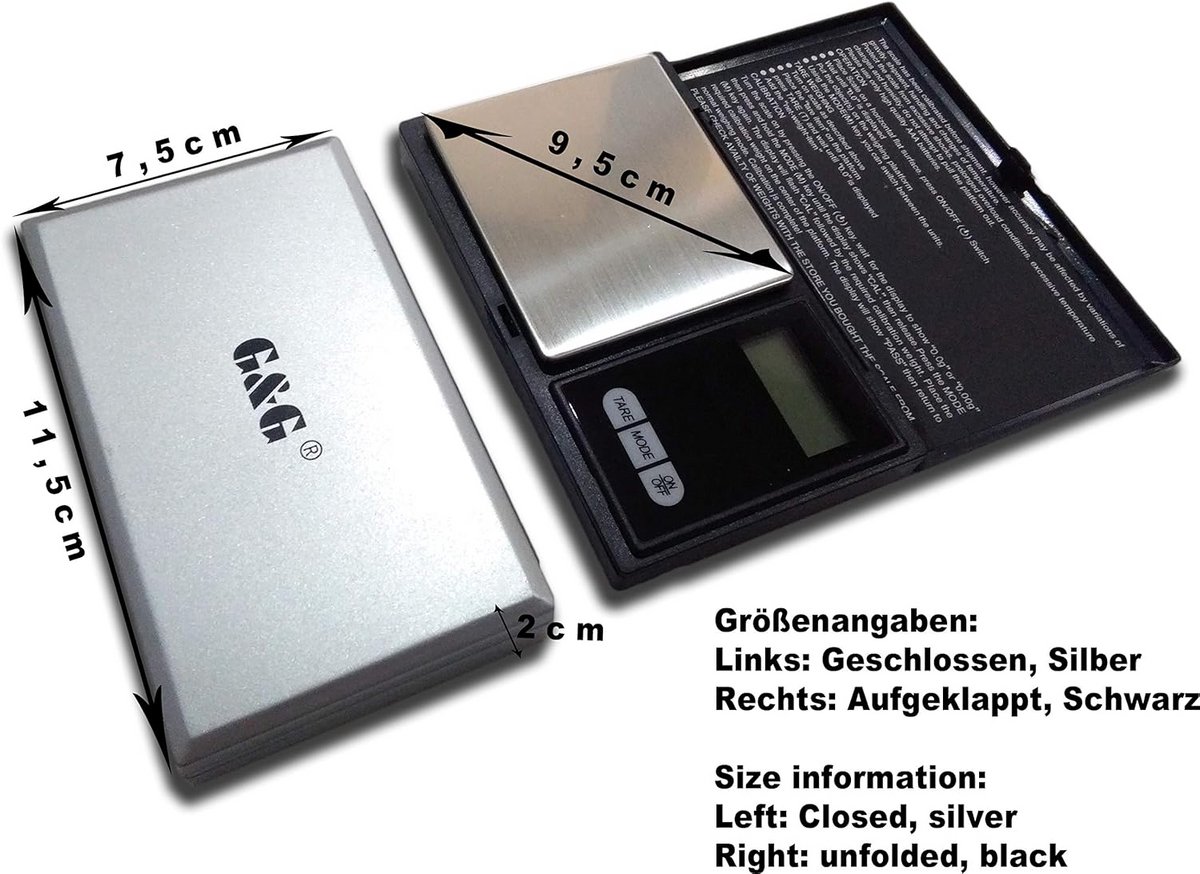 Digitale Precisieweegschaal Zakformaat 1000g Precisie 0,1g