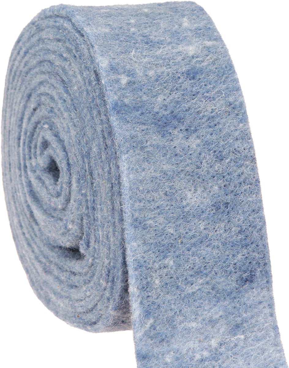 Vilten lint blauw 7,5cm 5m