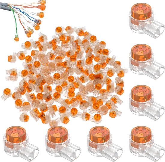 Kabelconnectoren waterdicht 100 stuks – PC kunststof draadverbinder voor telefoonkabels, tuin, robotmaaier, luidspreker