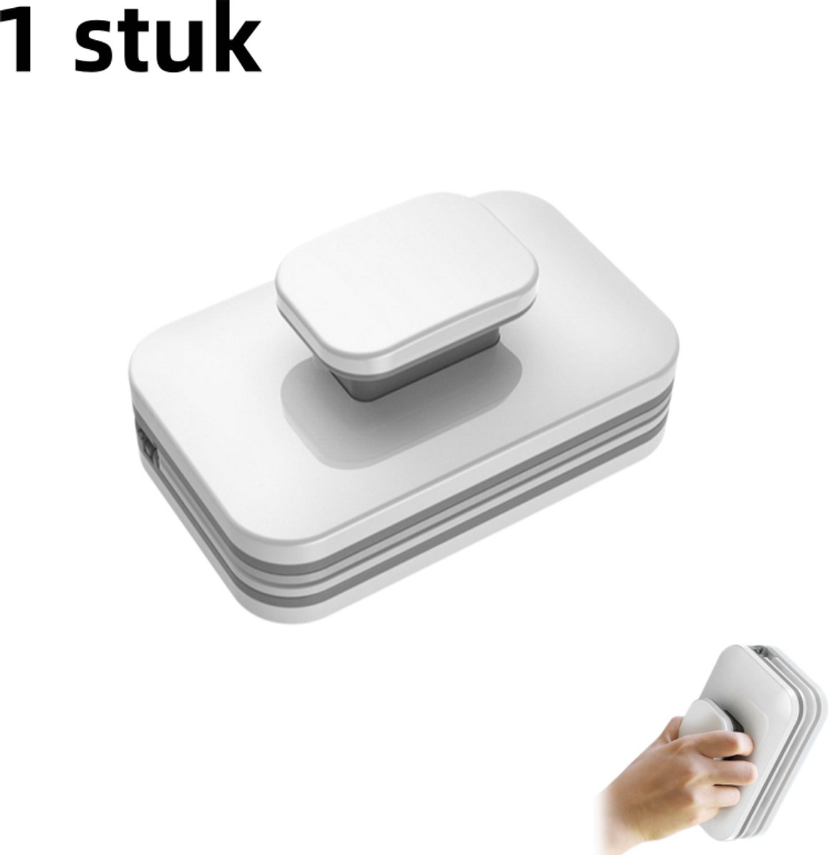 1-delig - Raamreinigingsgereedschap - Dubbelzijdig magnetisch - Raamwisser - Multifunctioneel raamreinigingsgereedschap voor hoge gebouwen - Geschikt voor glas van 3-10 mm dik - Wit
