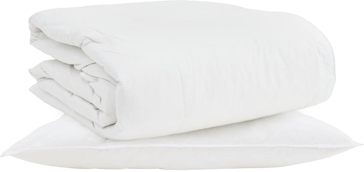 vidaXL - 2-in-1 - Dekbedovertrek - met - kussen - 2 - pcs - Wit - Donsveer