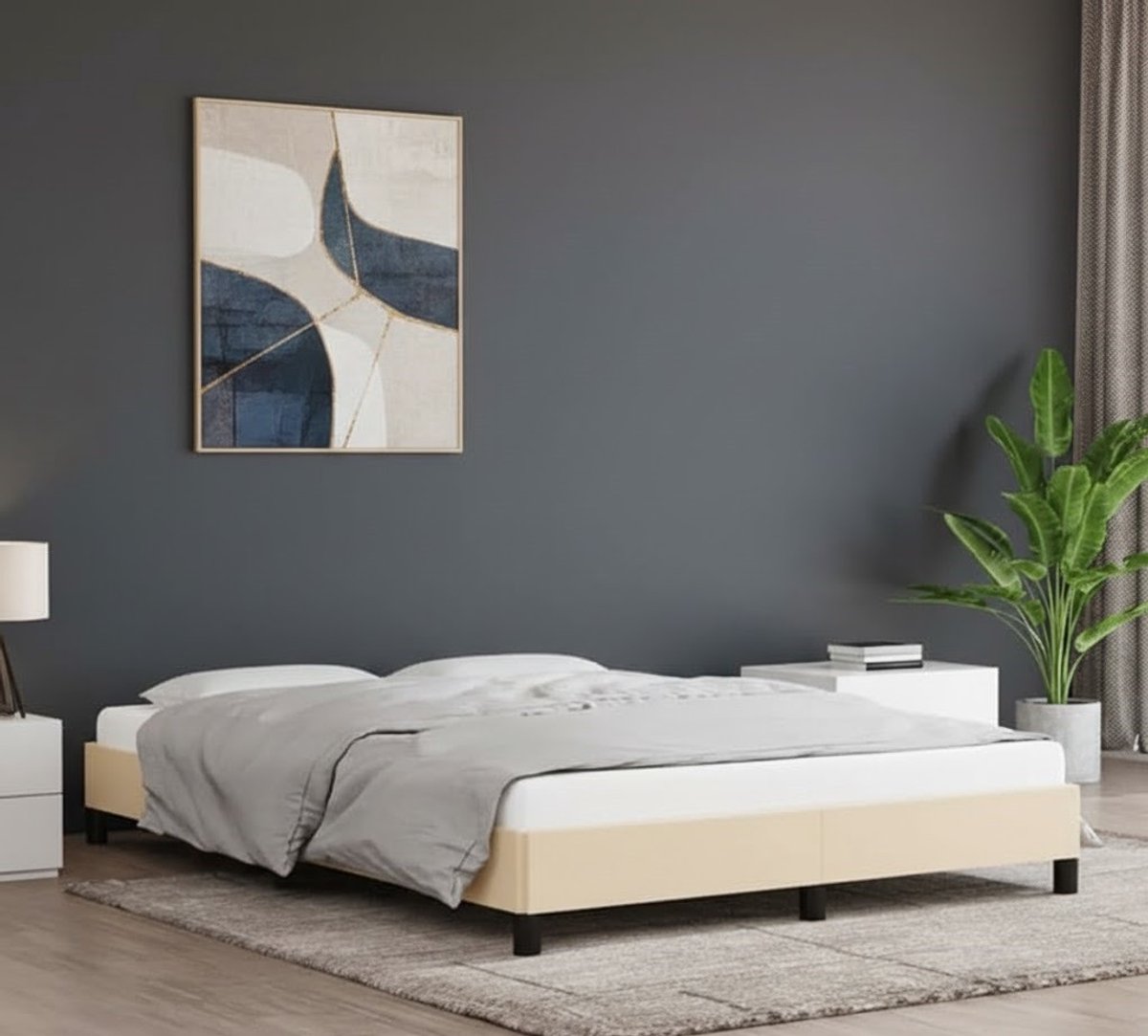 Luna Luxe Gestoffeerd Tweepersoonsbed 140x200 cm – Crème House&Garden