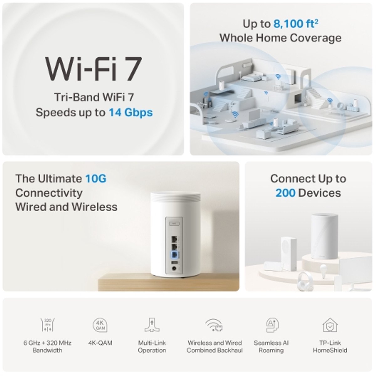 TP-Link Deco BE68 - Mesh Wifi - Wifi Versterker - WiFi 7 - 14000 Mbps - 3-pack – foto 2