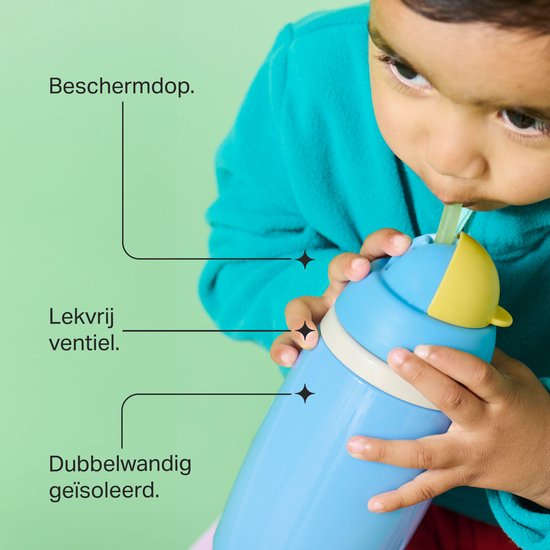 Tommee Tippee geïsoleerde Active rietjesbeker - 2 stuks - 266 ml –lekvrije waterfles voor peuters 12m+ - roze en paars van Merkloos — afbeelding 2
