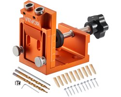 VEVOR Pocket Hole Jig Set 12-48 Mm Pocket Hole Jig-Systeem Met Trapboor, Inbussleutel, Boorstopring, Vierkante Aandrijfbit, Pluggen en Schroeven
