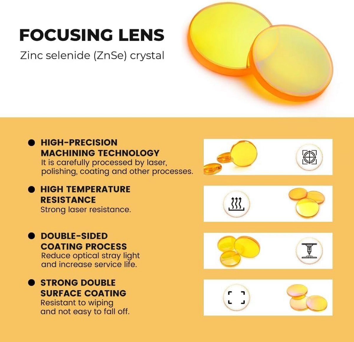 CO2 Laser Lens Focuslens voor Graveren en Snijden Dia. 19mm FL 50.8mm