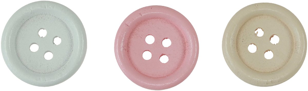 Decoratieve knopen voor knutselen Hout Ø2cm Crème Roze Wit 210 stuks,