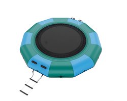 Opblaasbare Watertrampoline - Voor Zwembad, Zee , Meer & Recreatie - Zwemplatform met Glijbaan & 3-Traps Ladder - Blauw