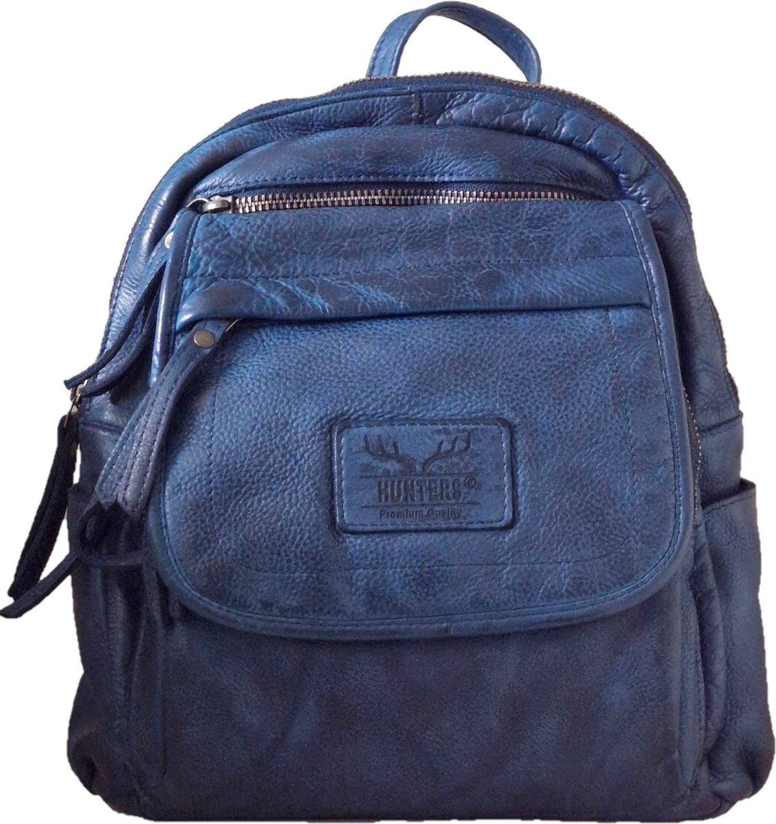Boutique Trukado - Hunters Leren Rugzak Gewassen Leer blauw - (hxbxd) ca. 27cm x 22cm x 9,5cm