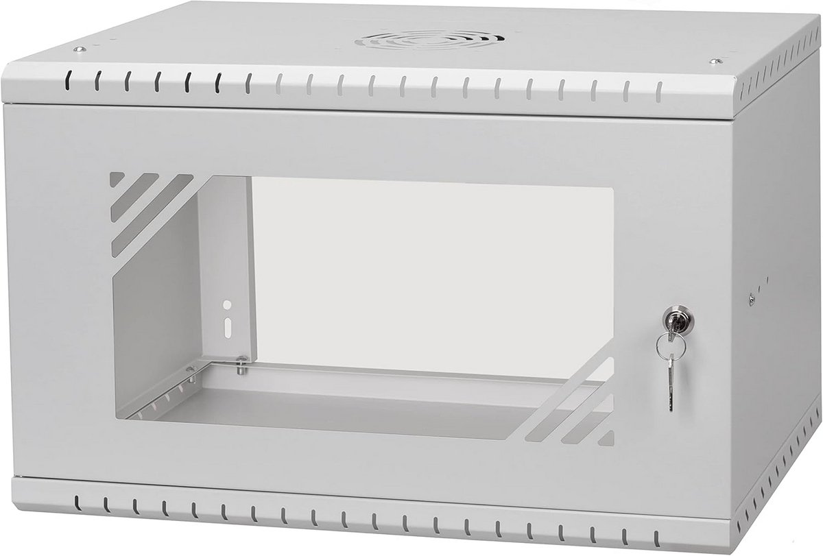 Serverkast 19 Inch 6U met Glasdeur, 450mm Diep, Zwart