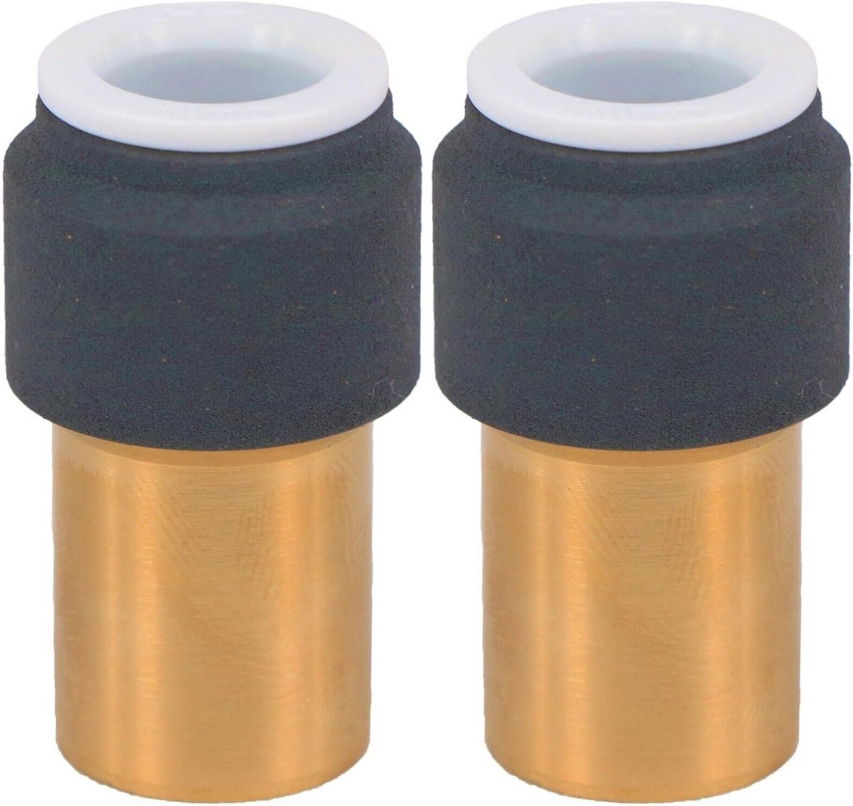 Recht Radiatorkoppeling Schroefdraad Reductie 15mm naar 10mm Push Fit Antraciet (2 Stuks)