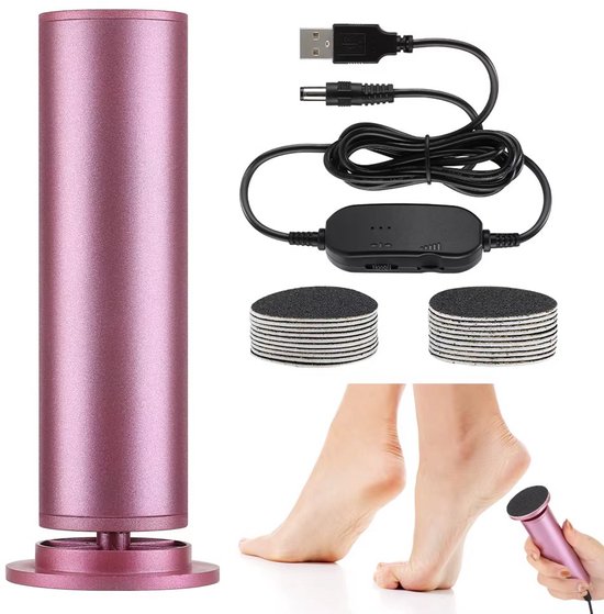 Elektrische Eeltverwijderaar - Vervangbare Schuurpads - Hygiënisch - Netstroom Adapter - Voetvijl - Roze