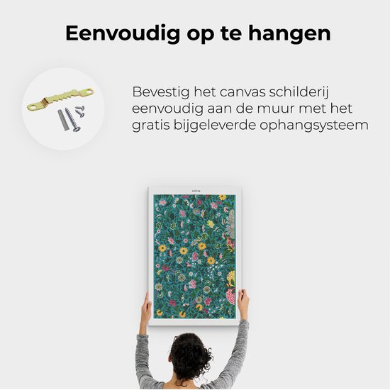 Artaza Canvas Schilderij Bloemen - 60x90 cm - Vintage Wanddecoratie - Muurdecoratie Bloemenpatroon - Japandi Schilderijen Op Canvas - Roze
