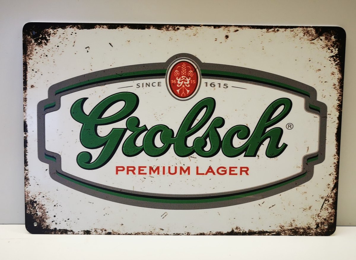 Metalen wandbord -Grolsch - Mancave - Wand Decoratie - Metal sign - Mancave decoratie - Decoratie - Metalen borden - Tekst borden - Metalen bord