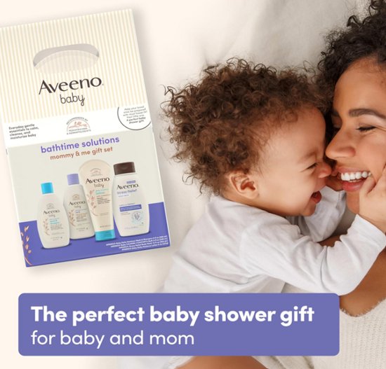 Aveeno Baby Bathtime Gift Set Mommy & Me - 4-delige Babyverzorging & Stress Relief voor Mama - Baby Wash, Shampoo, Dagelijkse Lotion & Calmerend Bad, Colloïdale Havermout van Aveeno — afbeelding 4