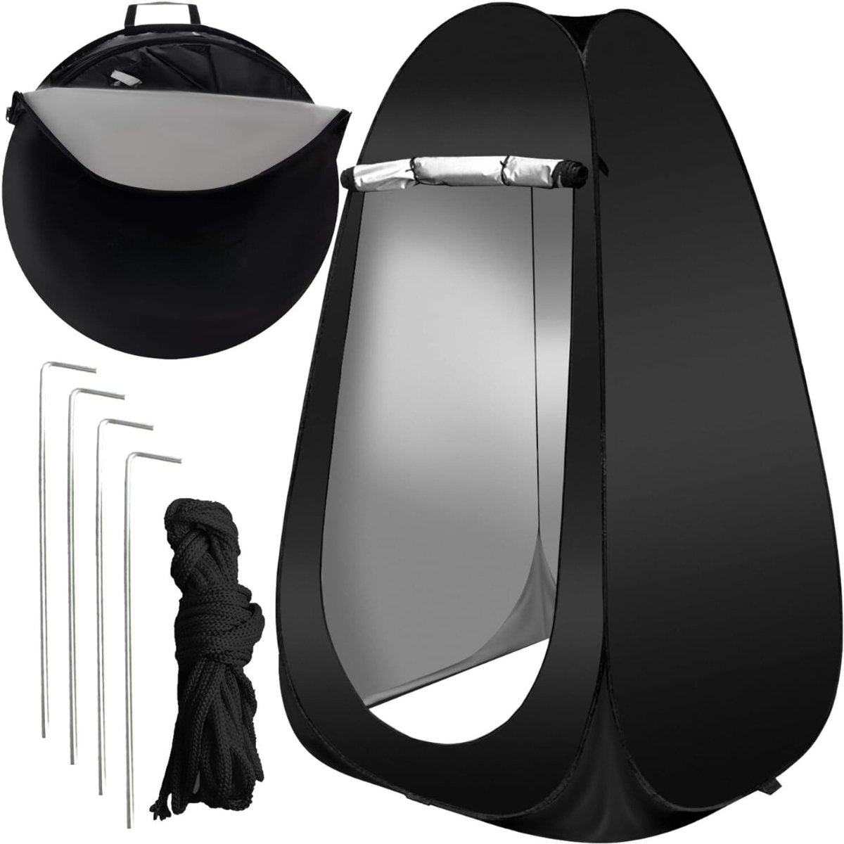Aurixi® Douchetent - Camping Douche - Douchezak - Zwart - 190cm x 110cm x 110cm
