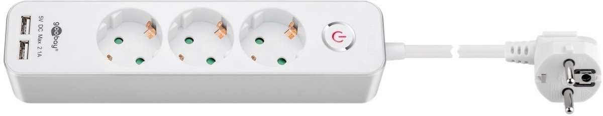 goobay 3-Weg Stekkerdoos met schakelaar en USB