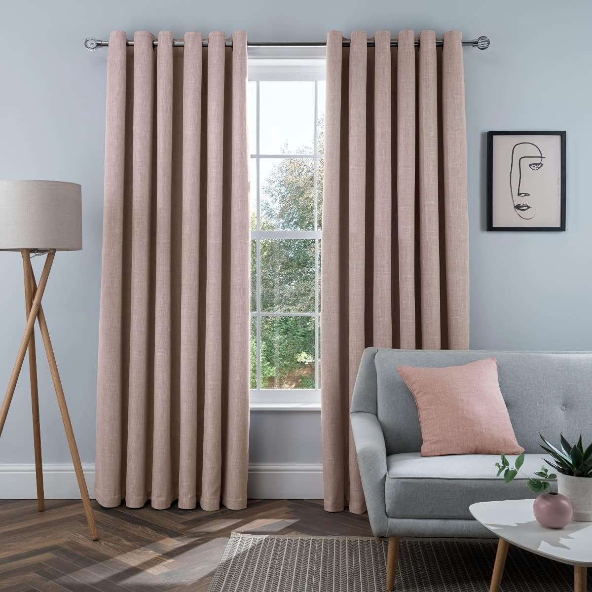 Famanu Verduisterende gevoerde gordijnen in linnenlook - warmte - isolerend - voor slaapkamer en woonkamer - roze - 168 x 183 cm