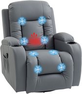 HOMCOM Massage Relaxstoel met Warmtefunctie - Relaxfauteuil - Tv-stoel - Ligstoel - Lichtgrijs