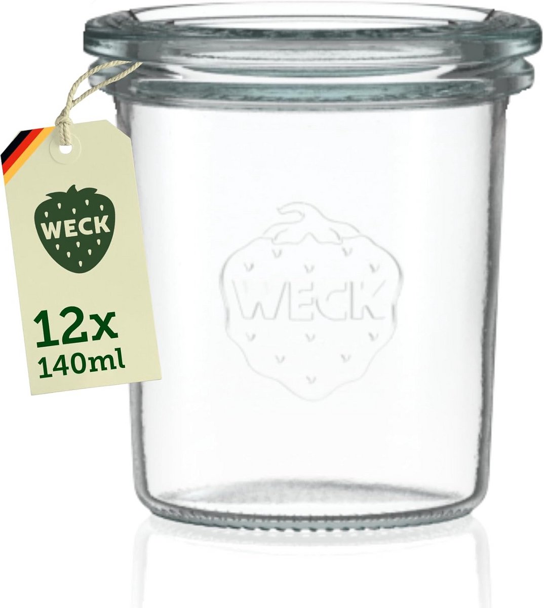 Set van 12 Stapelbare Glazen Potjes met Deksel 140 ml voor Dessert en Bewaren