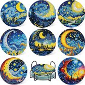 YYchan Sous-verres avec support - Diamond Painting Set de 8 - Style Ciel Étoilé en Liège - Résistant à la Chaleur pour Intérieur & Extérieur - Conseil Cadeau