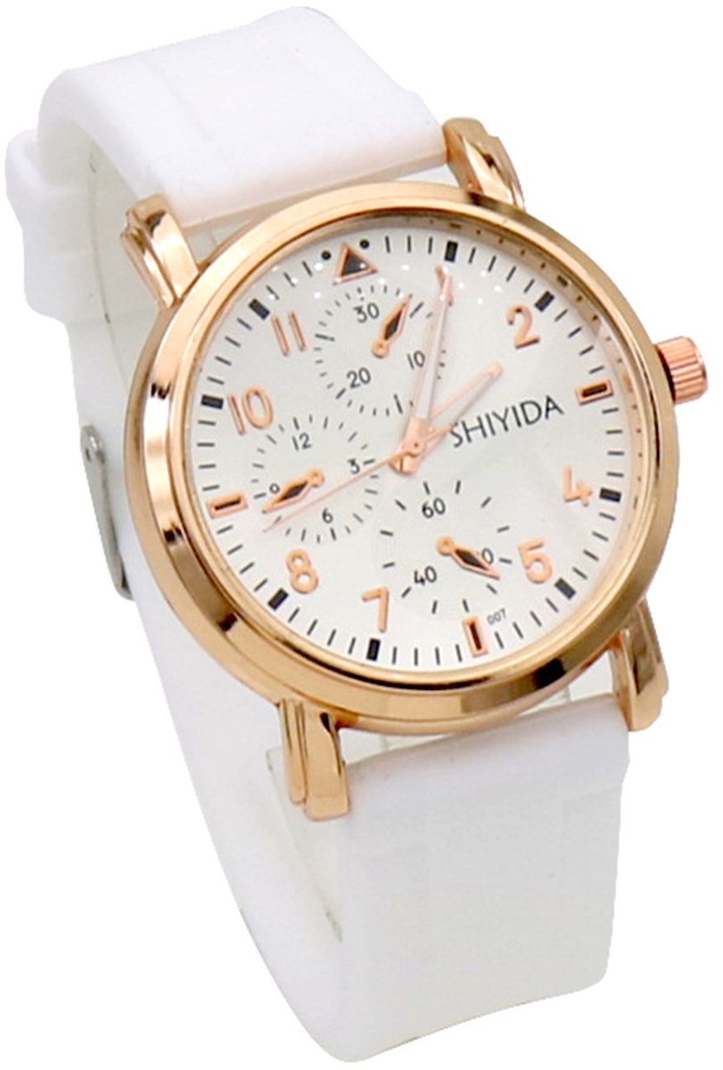 Horloge - quartz - rubber band - wit - unisex