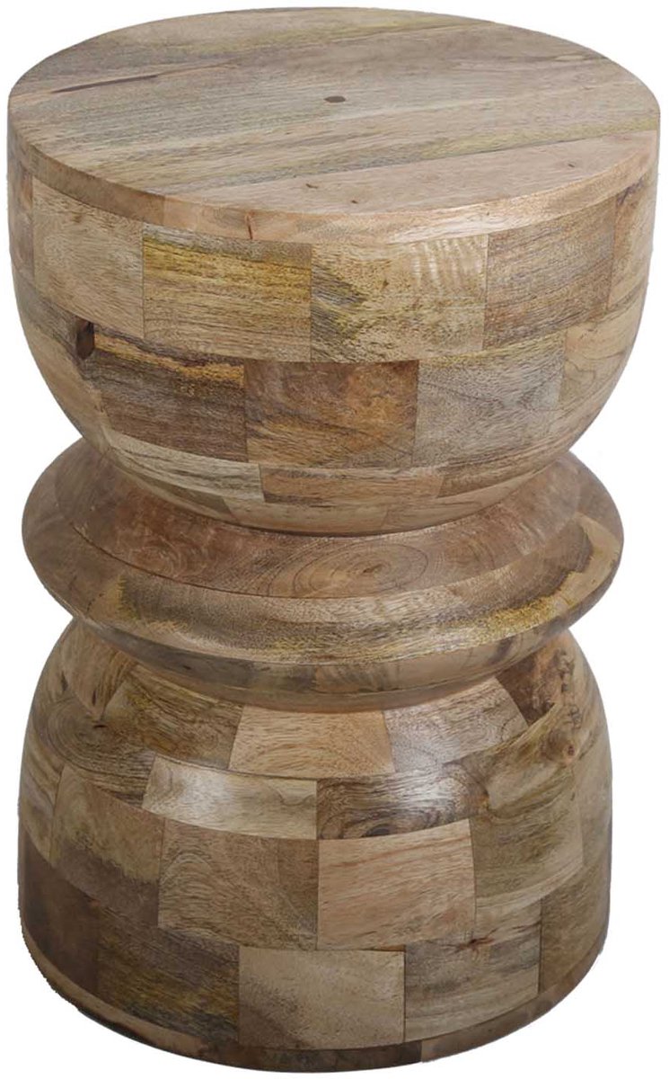 Kruk – Sitzhocker – bijzettafel – massief hout – rond – Ø 35 cm – etno
