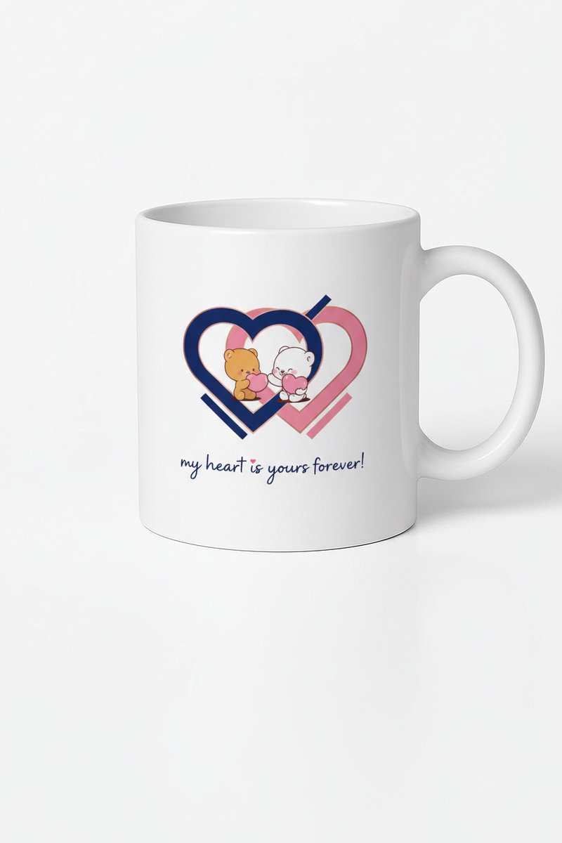 Liefdesmok 'My Heart is Yours Forever' met Schattige Beren & Harten - Romantisch Cadeau