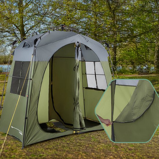 LUMALAND Premium douchetent, toilet tent voor binnen en buiten, mobiele kleedkamer en opbergtent, tent voor dierenfotografie, ideaal voor kamperen, festivals en vissen, waterdicht en windbestendig van Merkloos — afbeelding 4