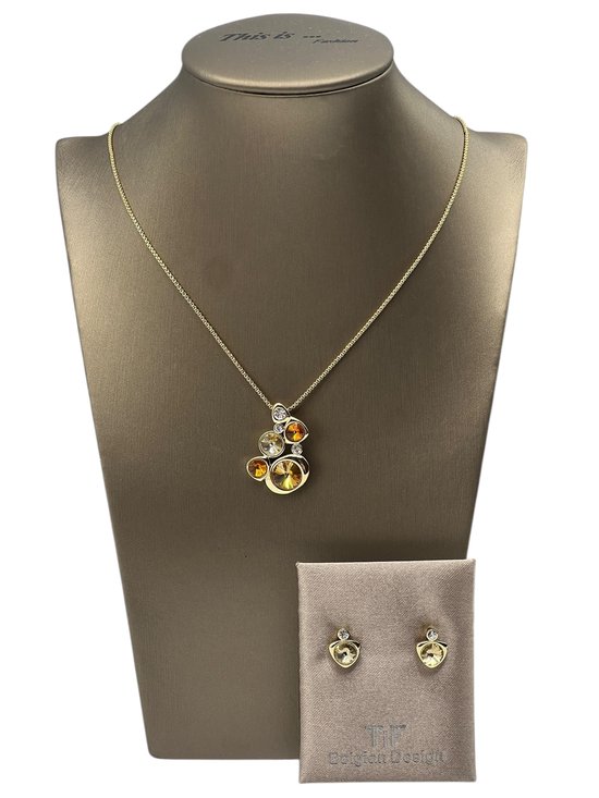 TIF - Bijoux - Parure pour femme - Collier - Boucles d’oreilles - Doré - 45 cm