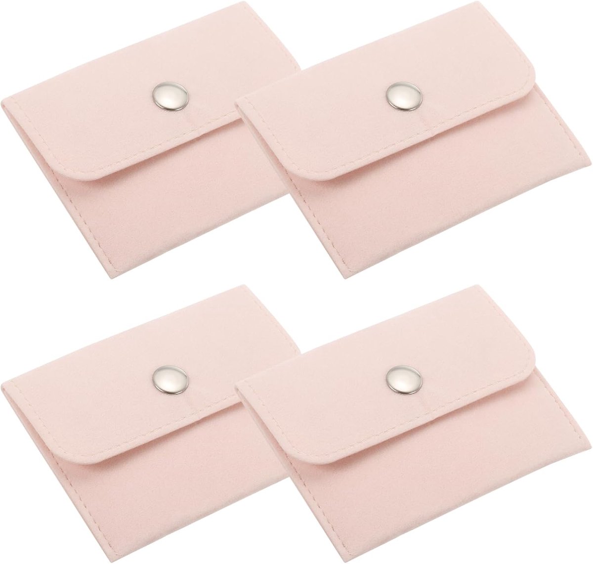 4x7,5 cm sieradenzakje - 4 stuks fluwelen zakjes met drukknop - draagbare opbergtas voor oorbellen - armbanden - kettingen - ringen - horloge - roze