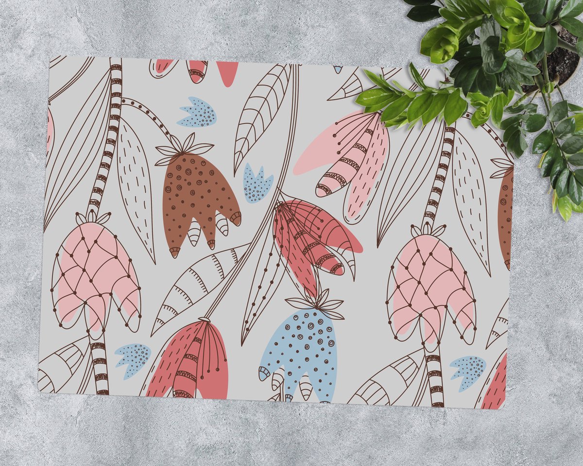 Coloray Vloerbeschermer - Bloemencontouren Vloerbeschermer Bureaustoel - 100x70 cm - Veelkleurig Vloerbeschermer Harde Vloer - Motif Vloerbeschermer - Mótif Bureaustoelmat - Rechthoekige Mat - Natuur Thema