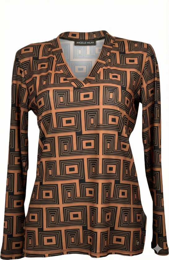 Angelle Milan - Travelkleding - Dames 1691 Blouse - Bruin/Zwart
