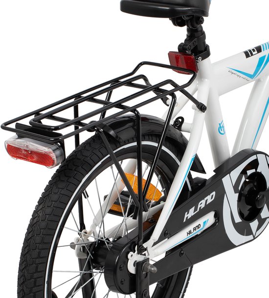 Hiland Kinderfiets voor Jongens - 16 / 18 Inch - Met Bagagedrager & Zijwieltjes - Handrem & Terugtraprem - Vanaf 5-8 Jaar van Hiland — afbeelding 4