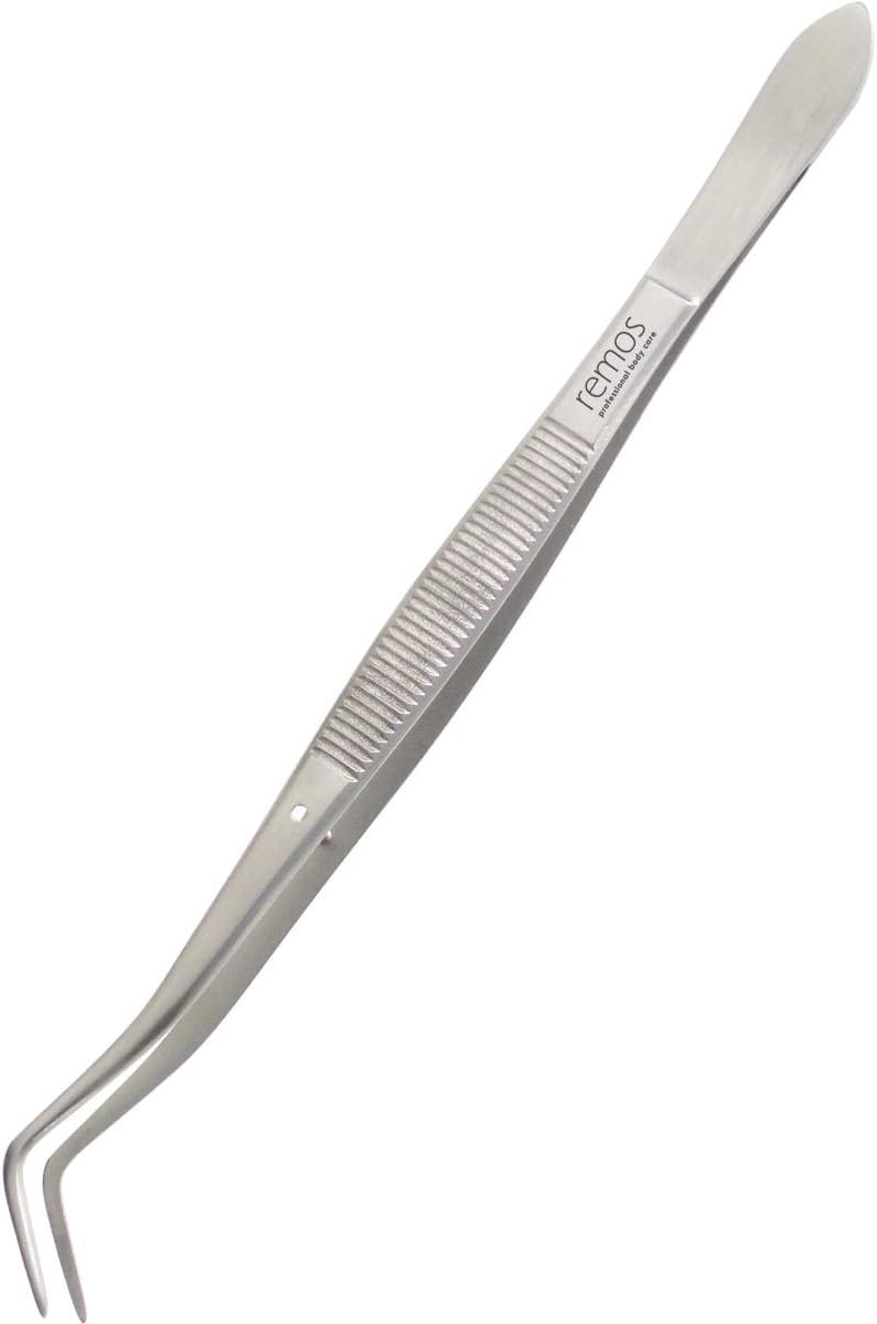 Professionele Pincet Gebogen met Gekarteld Grijpvlak - Roestvrij Staal - 16 cm
