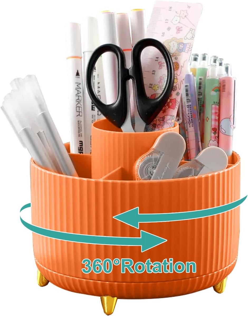 Draaibare Bureau Organizer met 5 Vakken - Penhouder & Kantooraccessoires Opslag