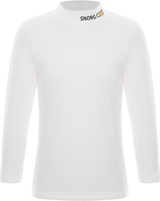 Witte coltrui met lange mouwen, met 'SNORG CAT' logo bij de nek.